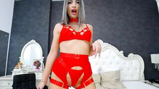 AmiraBells - classy blonde in red lingerie