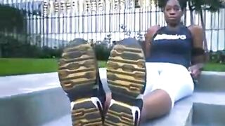 West Indies Negress shows her Big Black Feet and Soles