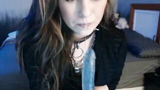 Emo Girl Deepthroats Her Dildo on Webcam