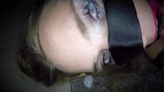 Blonde Babe Enjoys Cumshot in Her Eye