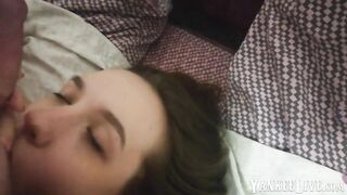 Amateur Babe Sucks Balls, Cum on Face